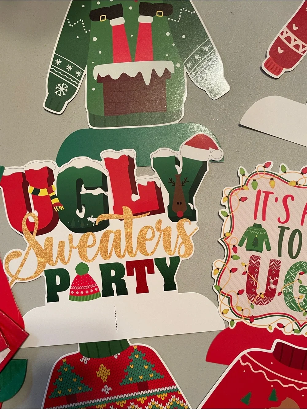 Holiday Ugly Sweater Party Table Decor Centerpieces 12ct Red & Green